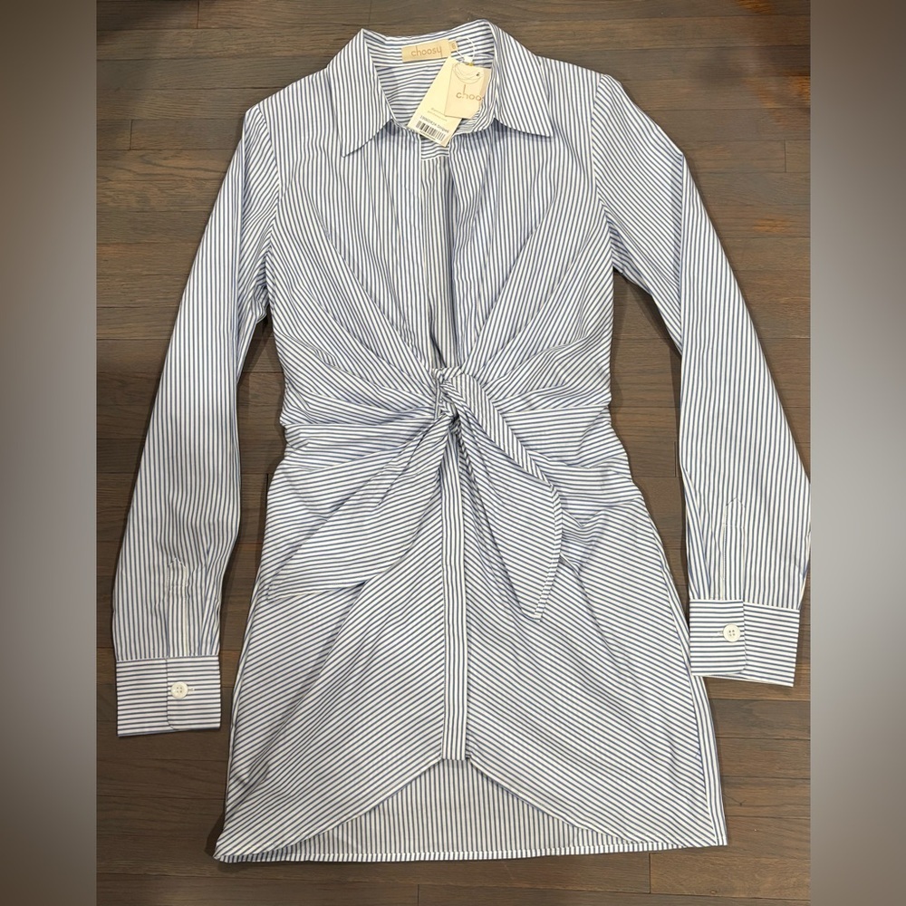251. NWT Choosy Crosby St Tie- Front Shirt Dress - Picture 6 of 11